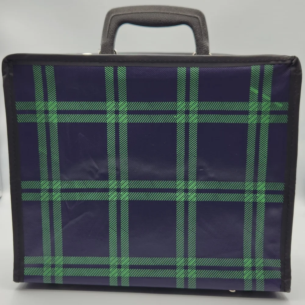 Vintage 70s Styleton American Inc. Men's Navy and Green Carry Fold - A - Bag